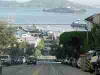 The view from the cable car, down into San Francisco Bay 