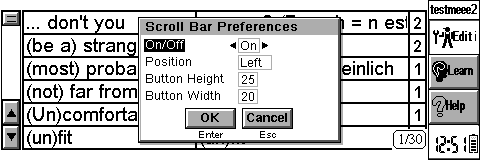The Scroll Bar Preferences Dialog Box